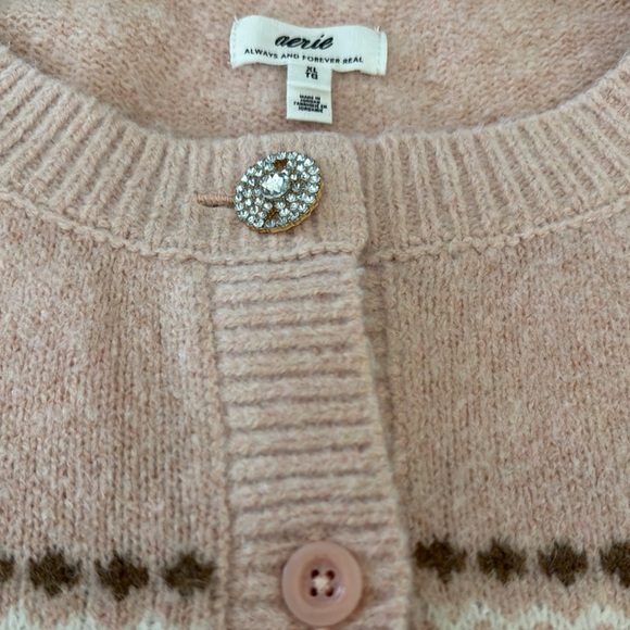 Aerie fuzzy Pink Patterned Women's Sweater - Picture 13 of 14